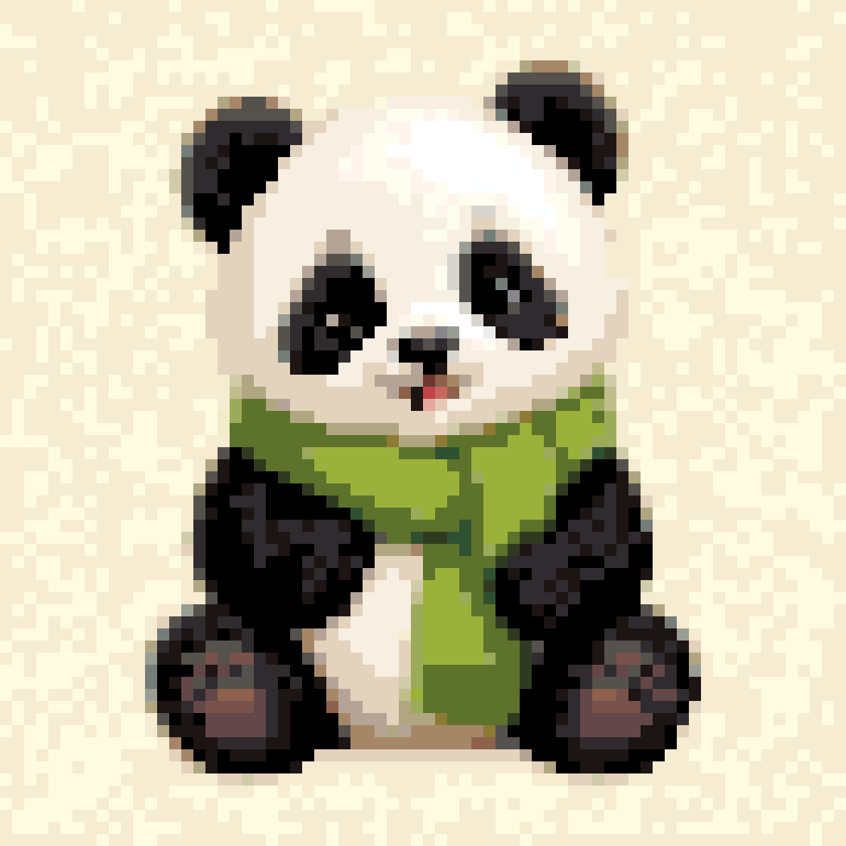 抱竹子的熊猫坐姿-拼豆图纸
