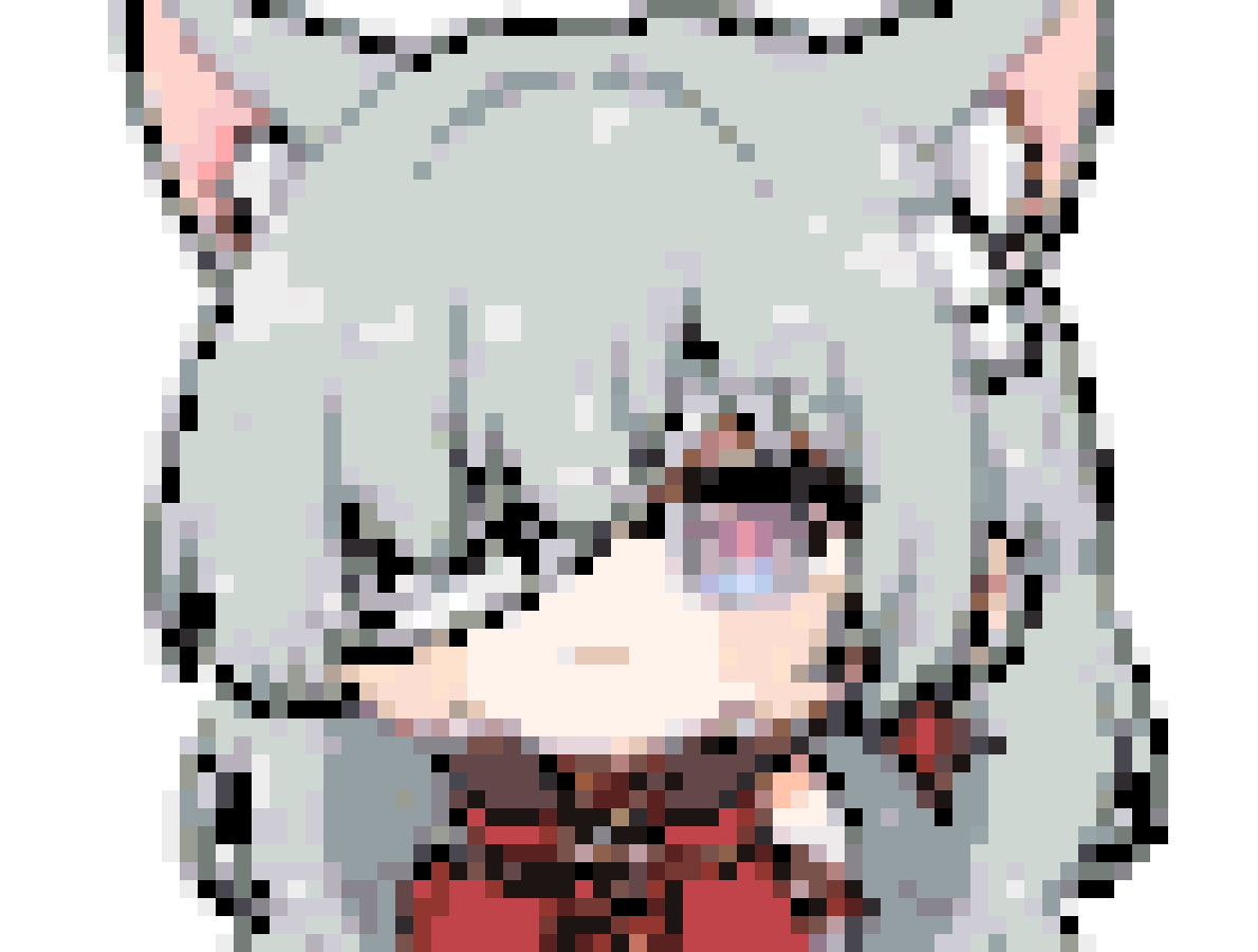 灰发猫耳少女头像：2,792 颗豆 · 70×53 · 51 色