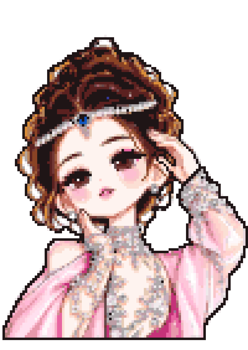 抬手遮阳的粉裙女士：8,275 颗豆 · 100×141 · 47 色